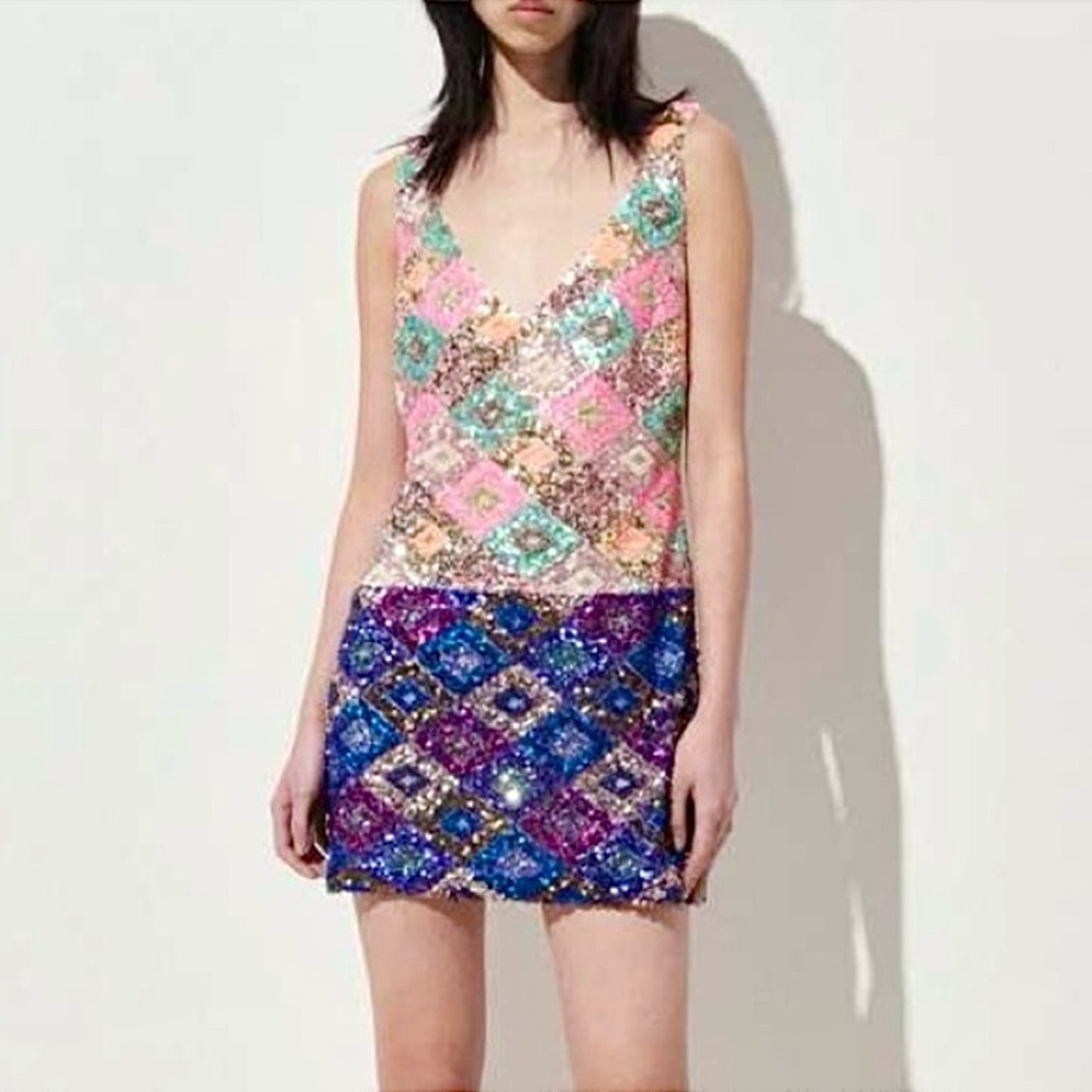 Rachel Comey New Carissa Diamond Sequins Mini Dress Size 12 Wedding Party